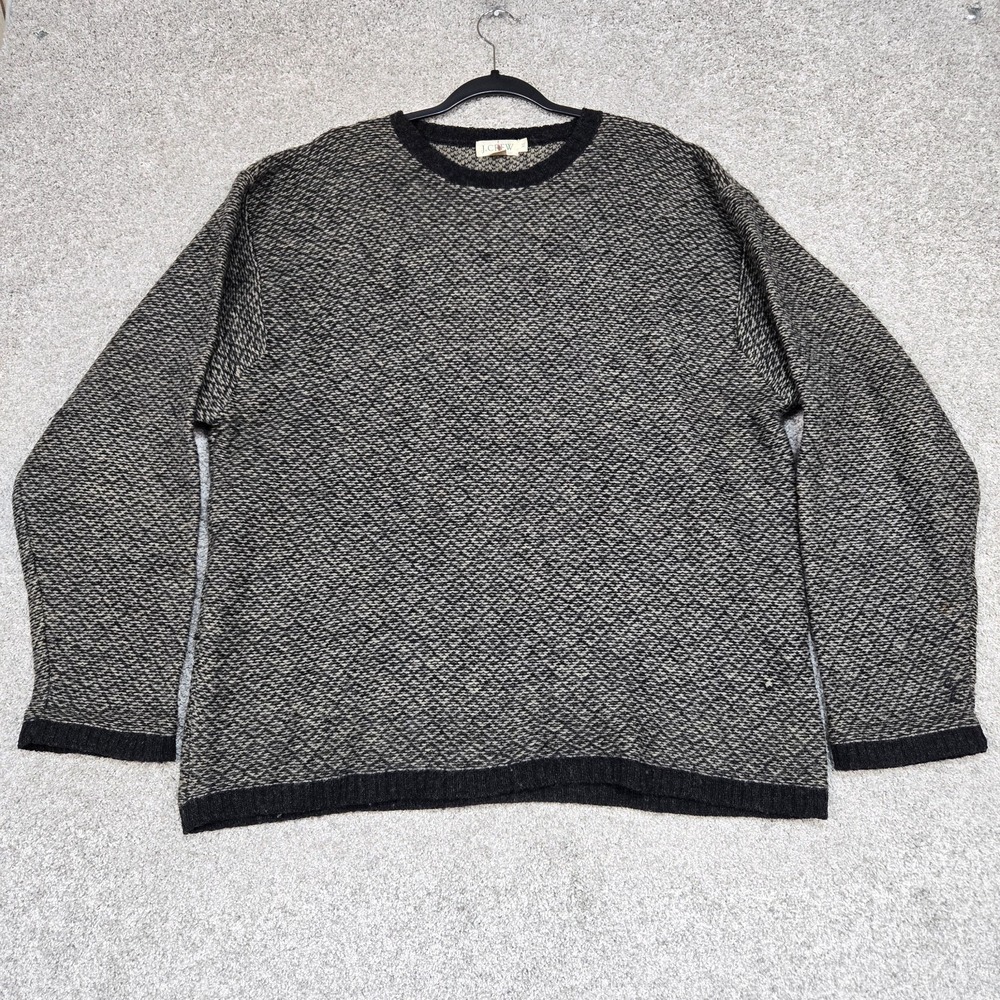 J.Crew Sweater Mens XL Gray Black 100% Wool‎ Oarsman Vintage